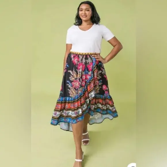 New Women’s Flying Tomato Plus Size Black Floral Skirt Maxi 1X 2X 3X - Picture 5 of 8